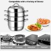 Kitchen Supplise-Glass Lid, Multi Tier, Stainless Steel Steamer Set