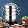 Kitchen Supplise-Glass Lid, Multi Tier, Stainless Steel Steamer Set