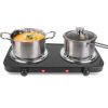 2000W Electric Double Burner, Portable Coil Heating Hot Plate for Countertop, RV Hotplate with Non Slip Rubber Feet 5 Temperature Adjustments