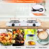 2000W Electric Double Burner, Portable Coil Heating Hot Plate for Countertop, RV Hotplate with Non Slip Rubber Feet 5 Temperature Adjustments