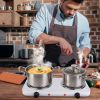 2000W Electric Double Burner, Portable Coil Heating Hot Plate for Countertop, RV Hotplate with Non Slip Rubber Feet 5 Temperature Adjustments