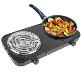 2000W Electric Double Burner Hot Plate, Countertop Hotplate with Non Slip Rubber Feet 5 Temperature Adjustments (Type: 2Burner, Color: Black)