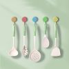 4pcs/5pcs/7pcs Food Grade Silicone Spatula; Cooking Tongs; Ladle; Straining Spoon; Large Spoon; Pasta Spoon; Display Rack