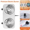 2000W Electric Double Burner, Portable Coil Heating Hot Plate for Countertop, RV Hotplate with Non Slip Rubber Feet 5 Temperature Adjustments