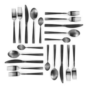 Elegant Western Utensils, 20 Piece Flatware Set (Serves 4) See "Colors" for different designs and colors (Type: knife and fork, Color: Matte Black)