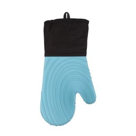 Silicone Insulated Oven Mitt (Color: Blue)