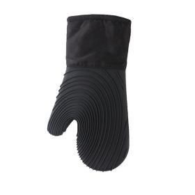 Silicone Insulated Oven Mitt (Color: Black)