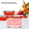 Collapsible Silicone Food Storage with Fork Spoon, Expandable Eco Lunch Bento Box, BPA-Free Dishwasher Freezer Microwave Safe