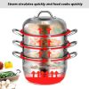 Kitchen Supplise-Glass Lid, Multi Tier, Stainless Steel Steamer Set