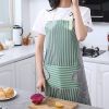 Striped Linen Apron, Adjustable Kitchen Cooking Apron, Cotton And Linen Machine Washable With 2 Pockets