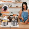 2000W Electric Double Burner, Portable Coil Heating Hot Plate for Countertop, RV Hotplate with Non Slip Rubber Feet 5 Temperature Adjustments